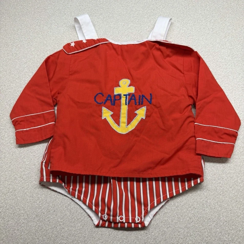Vintage Hush Puppies‎ Childrenswear 18 Months Nautical Sailor Bubble Jacket Red
